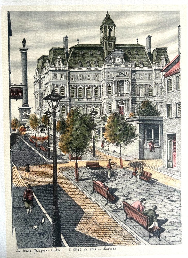Vintage Audjelko Art Etching Hand Colored Signed by Artist