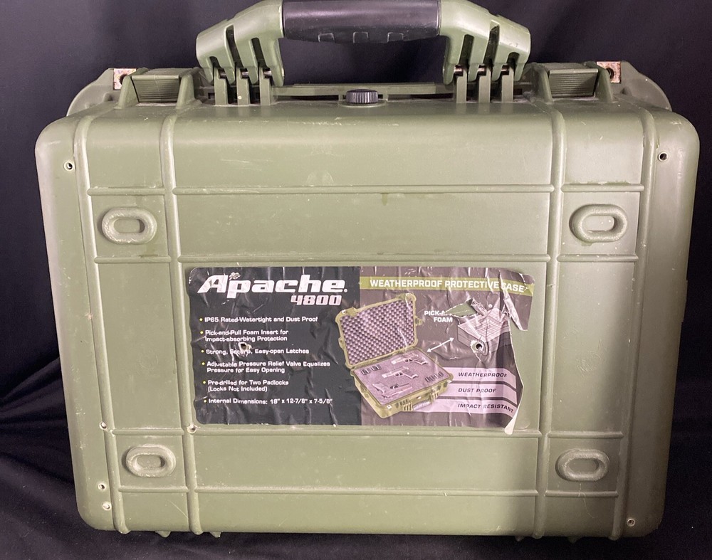Weatherproof Protective Hard Case NO Foam Green X-Large Apache 4800 DRILLED HOLE