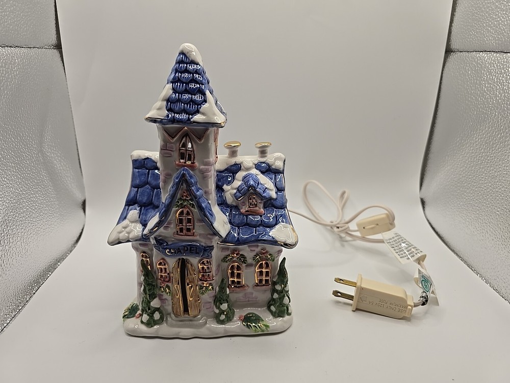 Christmas Ceramic Chapel with 24k Gold Accents 8-9 Inch-image