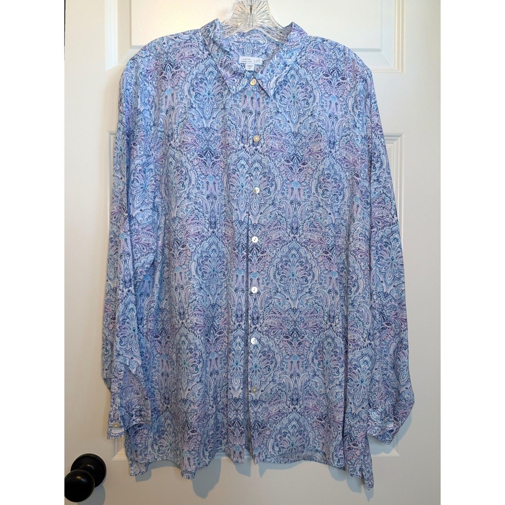 J. Jill Paisley Linen Button Down Shirt