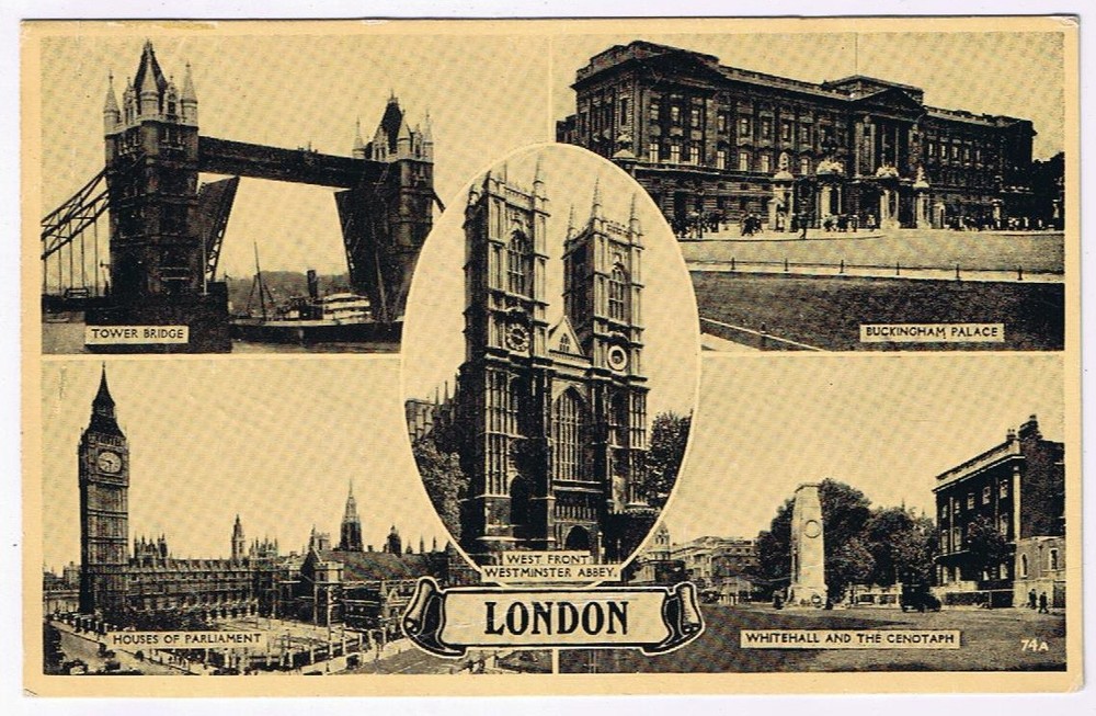 Postcard Westminster Abbey Bridge Tower Buckingham Parliament London England UK