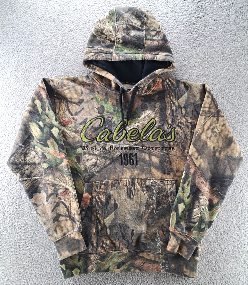 Cabelas Hoodie Mens Small Camo Mossy Oak Country Sweatshirt Pullover Fleece Hood