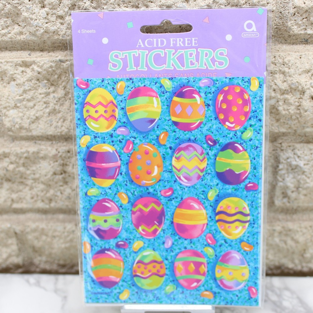 Easter Eggs Stickers Vintage Amscan Acid Free 4 Sheets