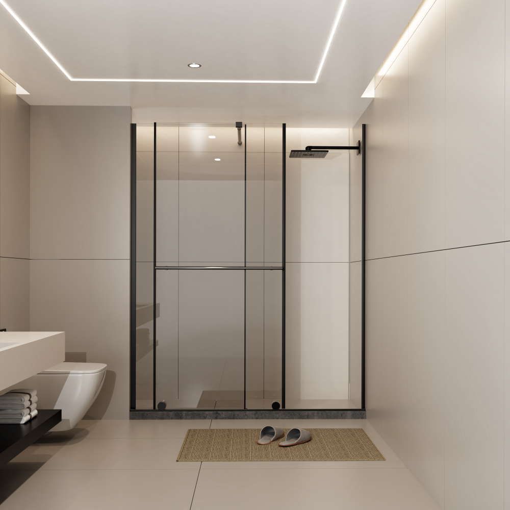 Shower Sliding Door Walk In Shower Screen Dual Usage W 6mm Thick Glass Panel