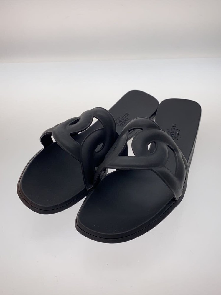 Authentic HERMES Aloha Sandal Chaine dAncre EU 36 Black Rubber Preowned