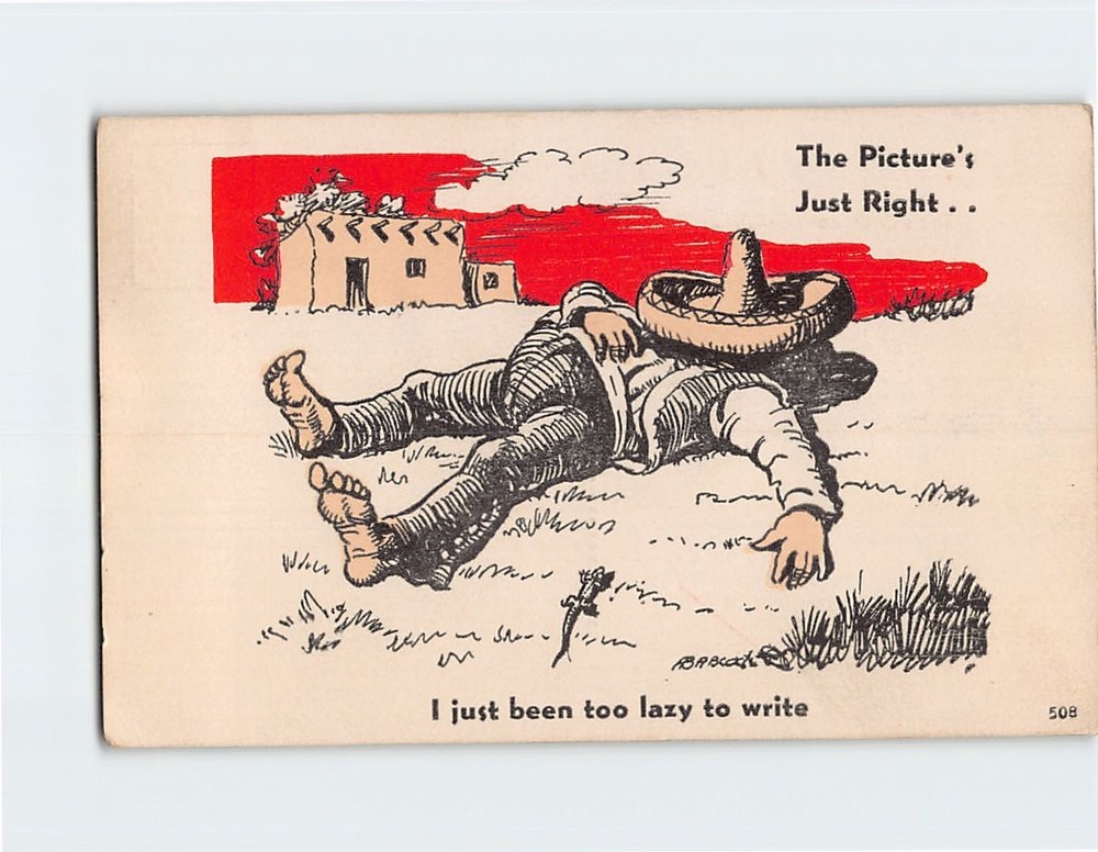 Postcard Too Lazy To Write Greeting Card Comic Art Print