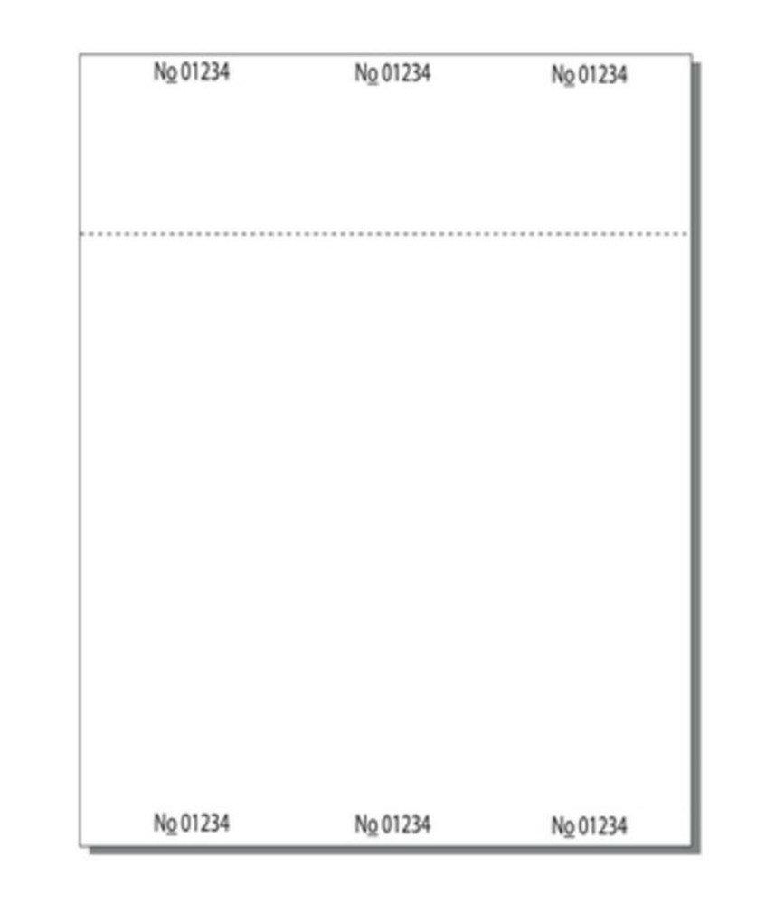 Numbered Ticket Sheets 8.5x11 White Perforated Stubs 3 Per Sheet 250 Pack  