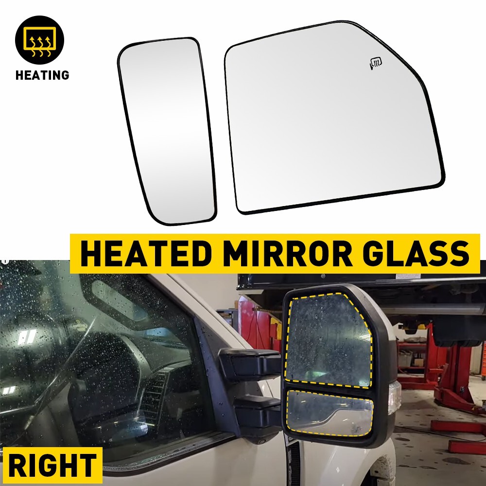 Mirror Glass Lower For F150 2015-2022 F250 Tow Upper Passenger Heated Right Side