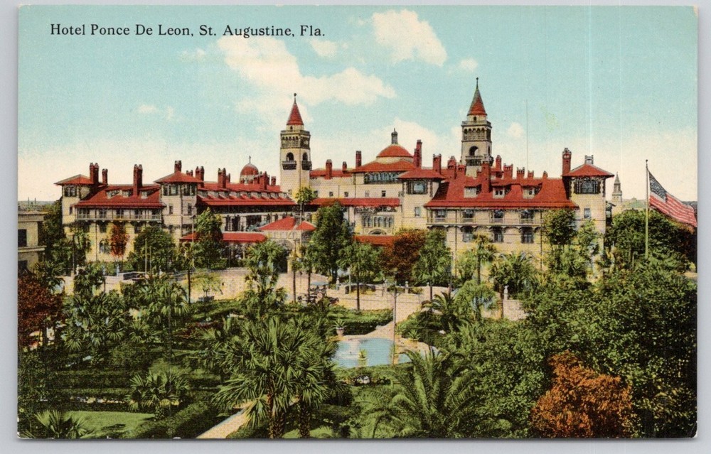 Hotel Ponce De Leon St. Augustine FL Florida Vintage Linen Postcard