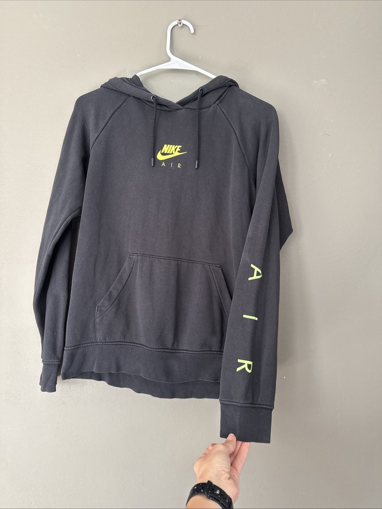 Nike Air Black Pullover Hoodie With Green Logo Women's Size S