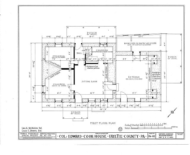 Photo:Fayette City PA Colonel Edward Cook House 1930s First Floor Plan