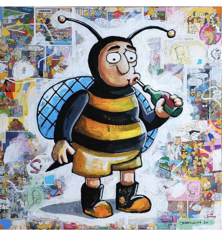 Bumblebee Man (The Simpsons) Neo Pop Painting Art On Canvas 46 x 46 cm