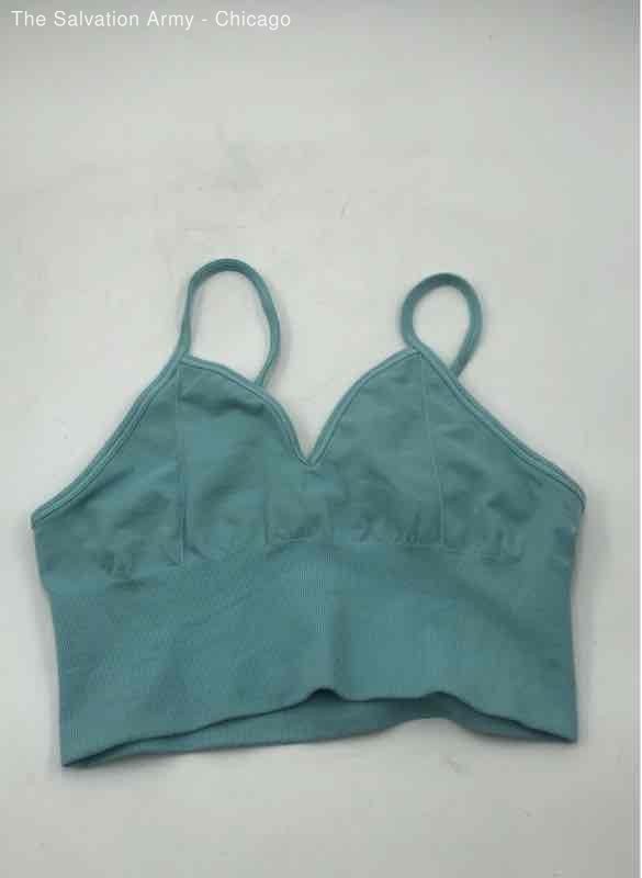Alo Womens Aqua Cotton Blend Light Support Yoga Sports Bra Size Large