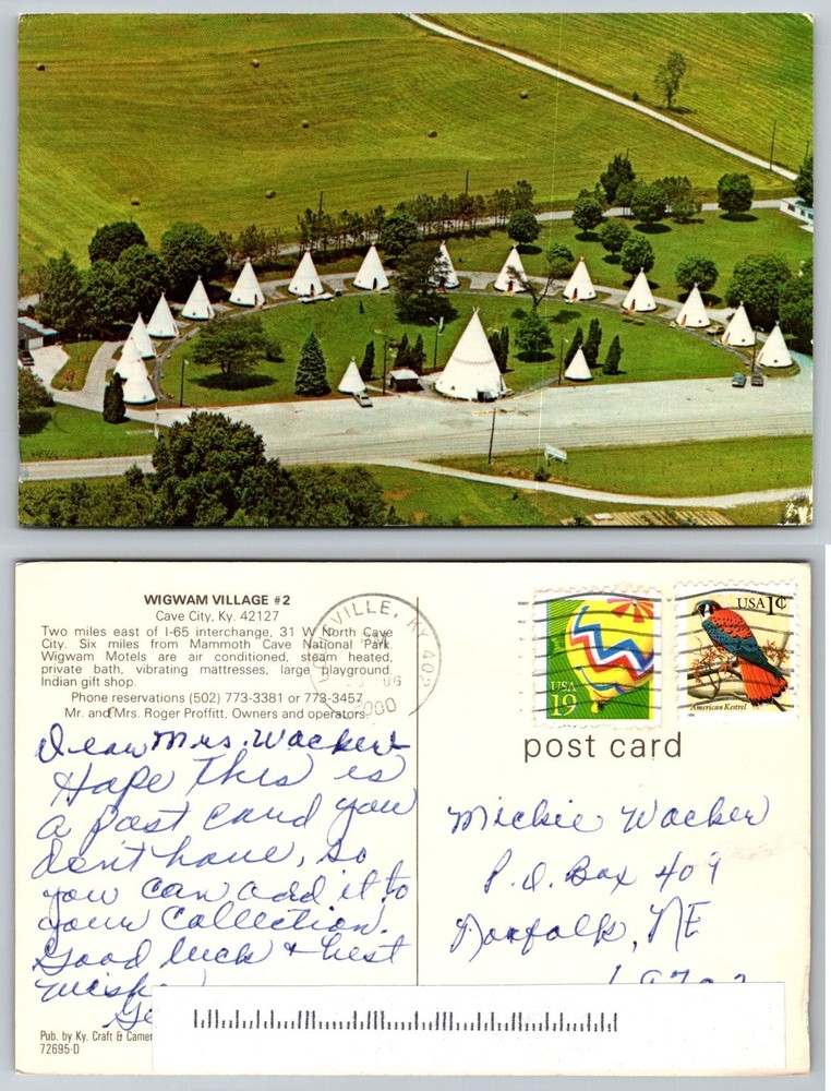 Wigwam Village #2 Cave City KY Postcard Aerial View Vintage Posted 1985