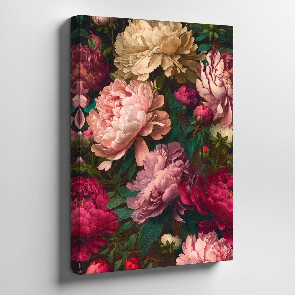 Pink And White Peony Flowers Canvas Wall Art Floral Print Blossom Home Decor