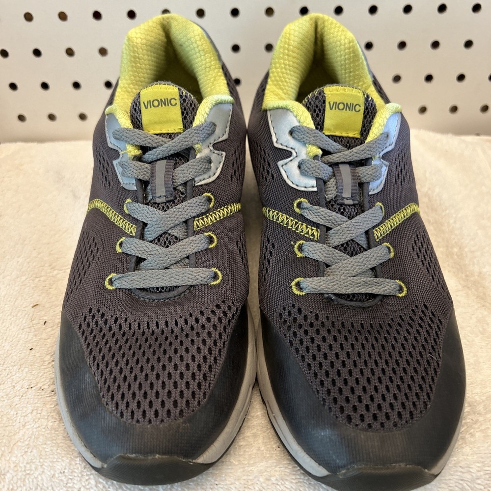 Vionic Womens 335 Emerald Sneakers Size 8 Gray Lime Mesh Comfort Walking Shoes