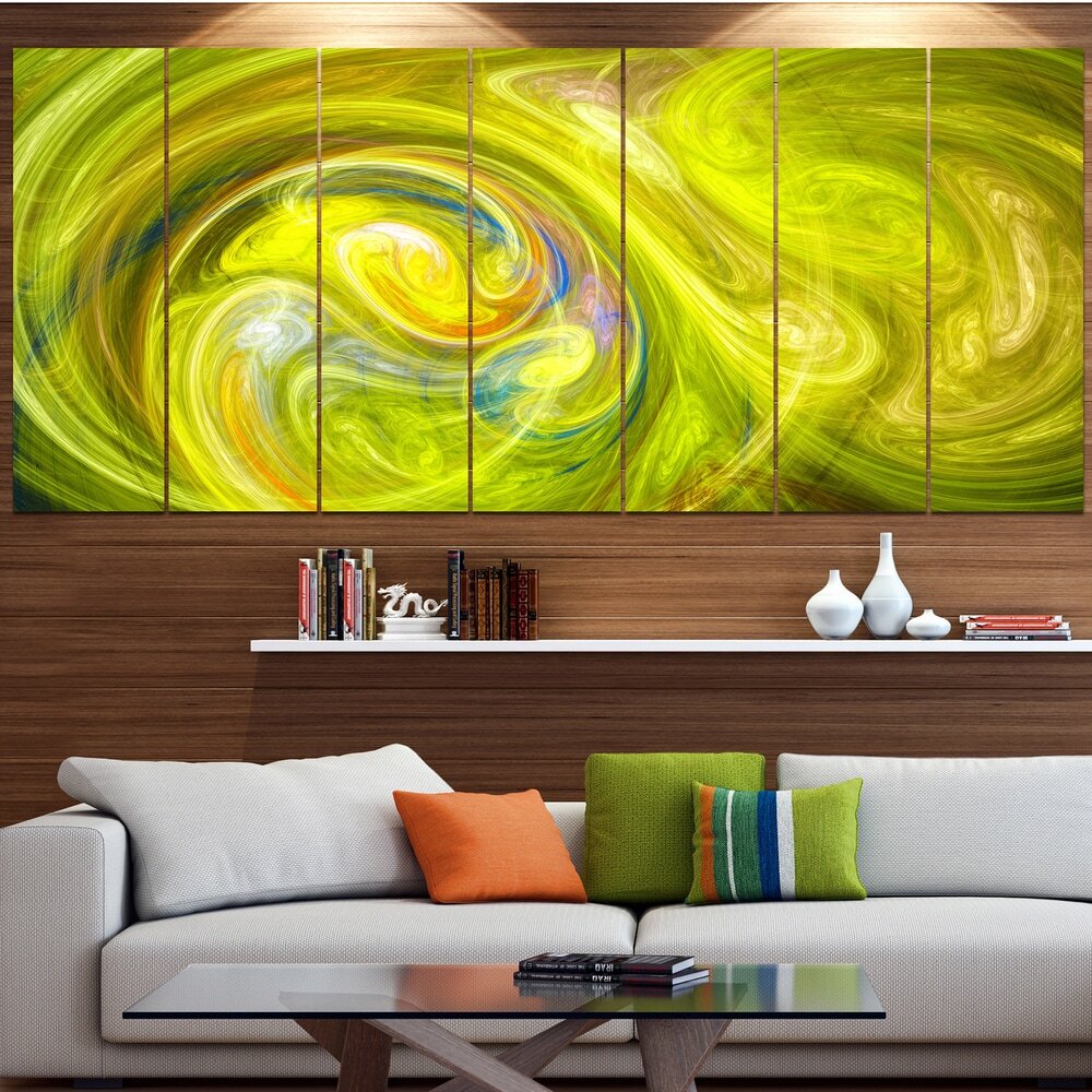 Designart Yellow Fractal Abstract Illustration - Vibrant Oversized Wall Art for Modern Interiors