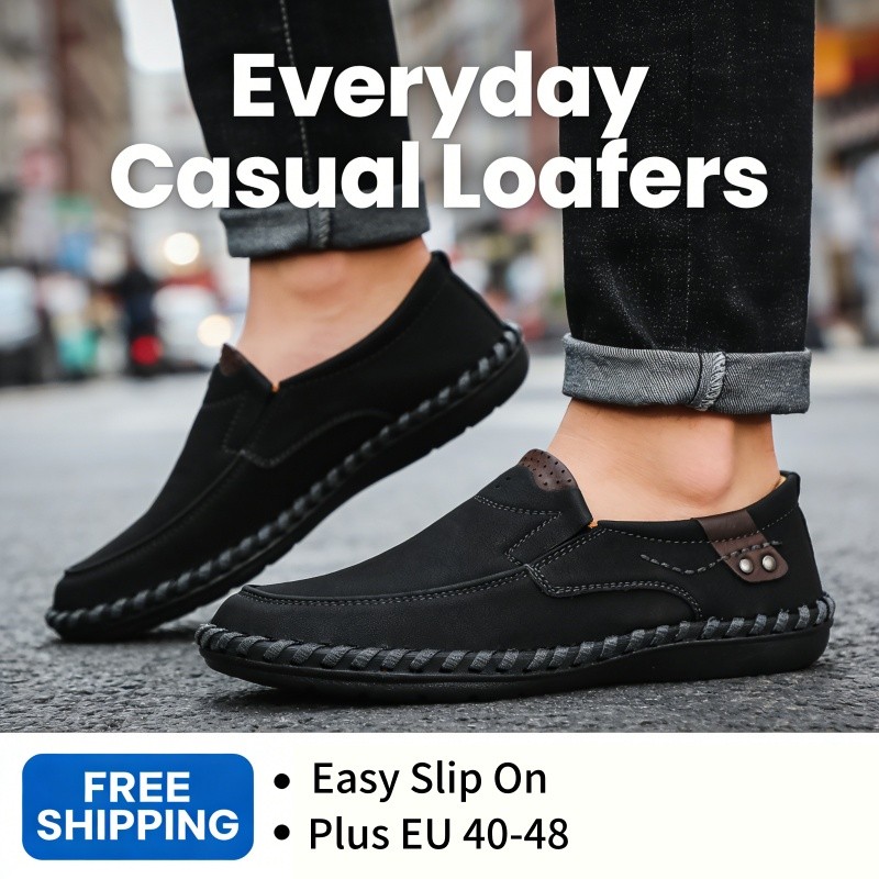 Men's Comfort Synthetic Leather Loafers Slip-On Non-Slip Business Causal EU40-48