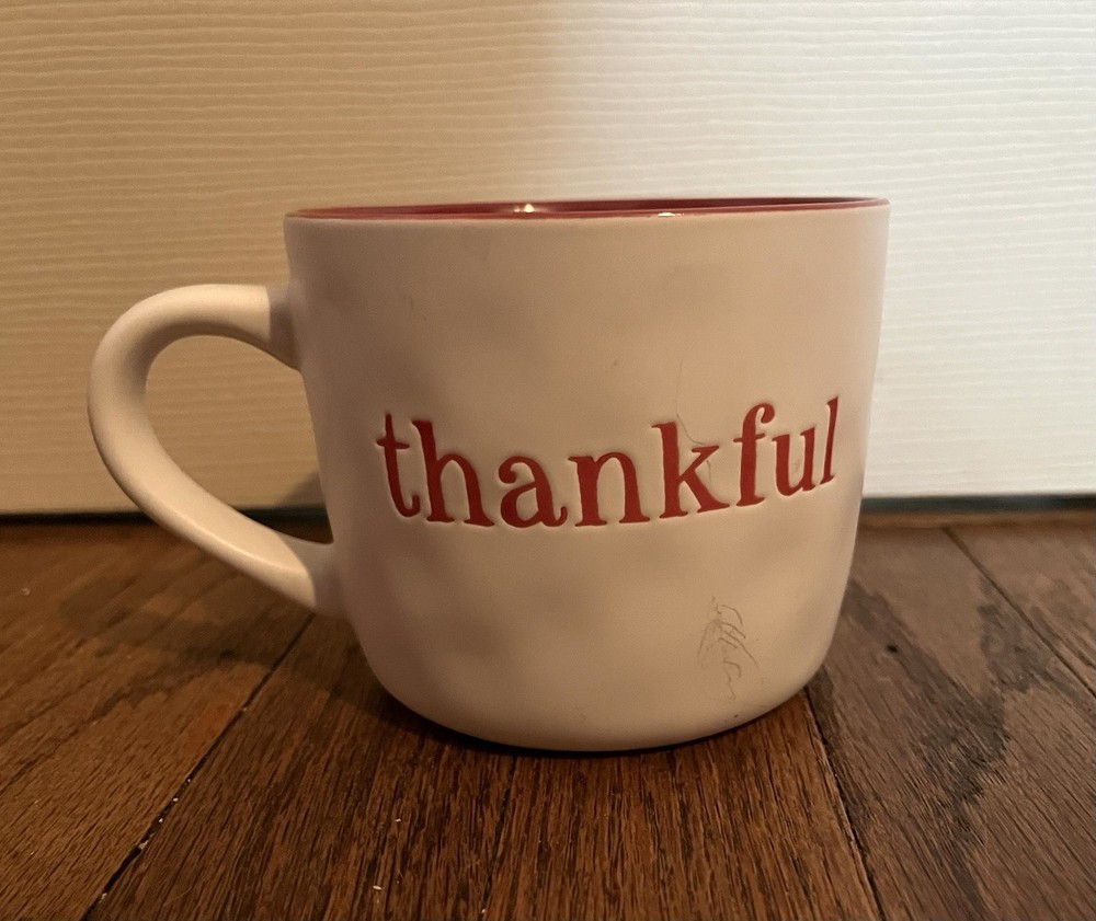 Threshold by Target Thankful Red and White 14oz Stoneware Coffee Mug Cup