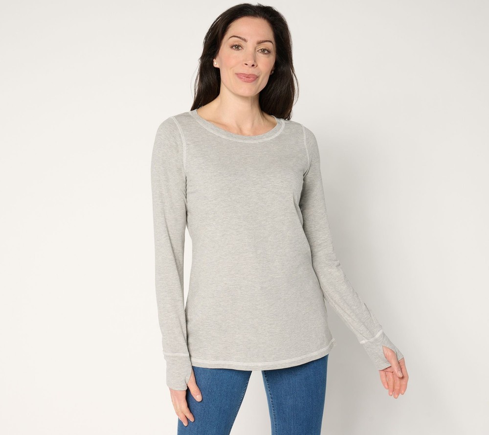 Belle by Kim Gravel Women's Top Sz XL Slub Knit Medium Grey Heather A673921