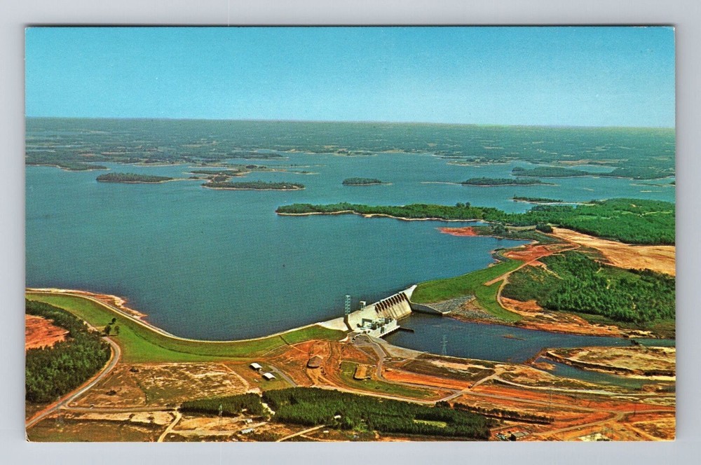 Piedmont NC-North Carolina, Aerial of Lake Norman, Antique Vintage Postcard
