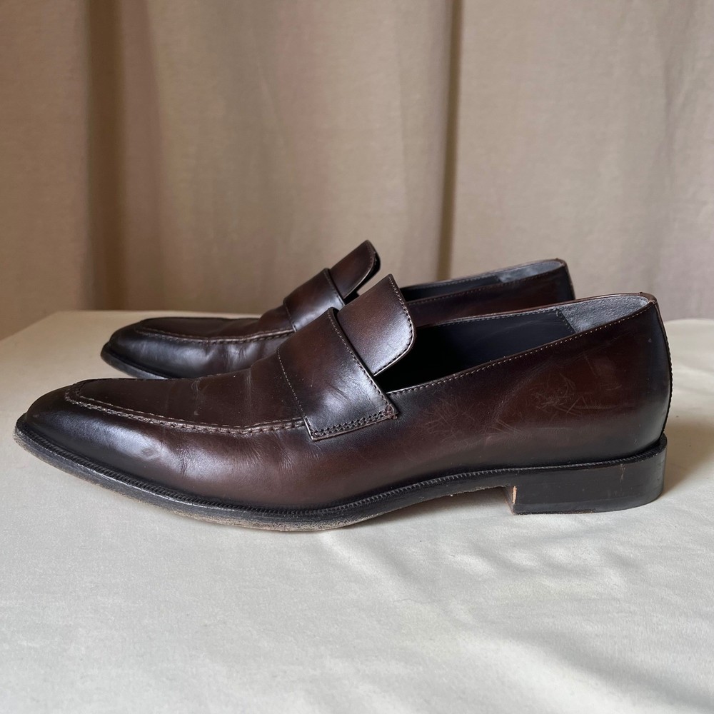 To Boot New York Penny Loafers Brown Burnished Leather Italy 10.5 D