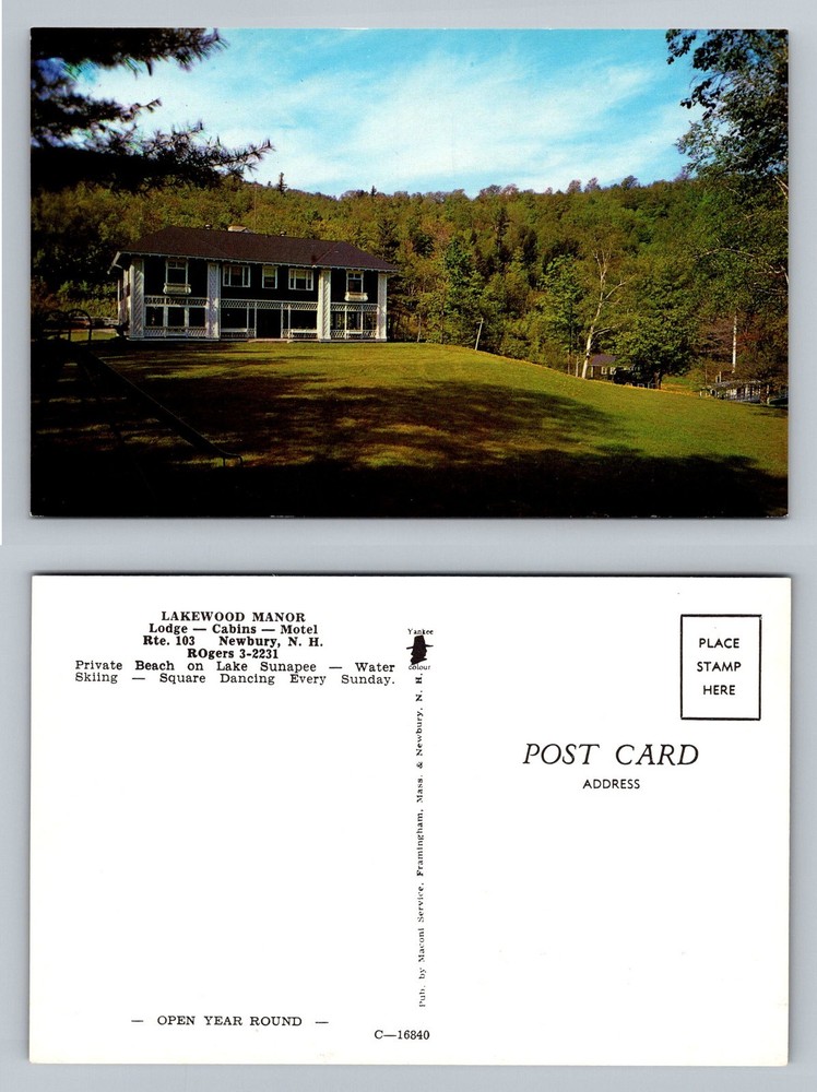 Newbury, NH-New Hampshire, Lakewood Manor Lodge Lake Sunapee Vintage Postcard