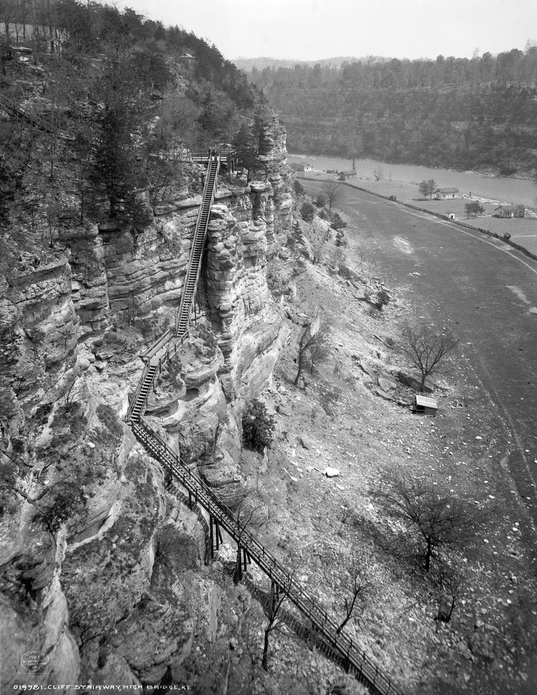 1907 Cliff Stairway, High Bridge, Kentucky Vintage Old Photo 8.5