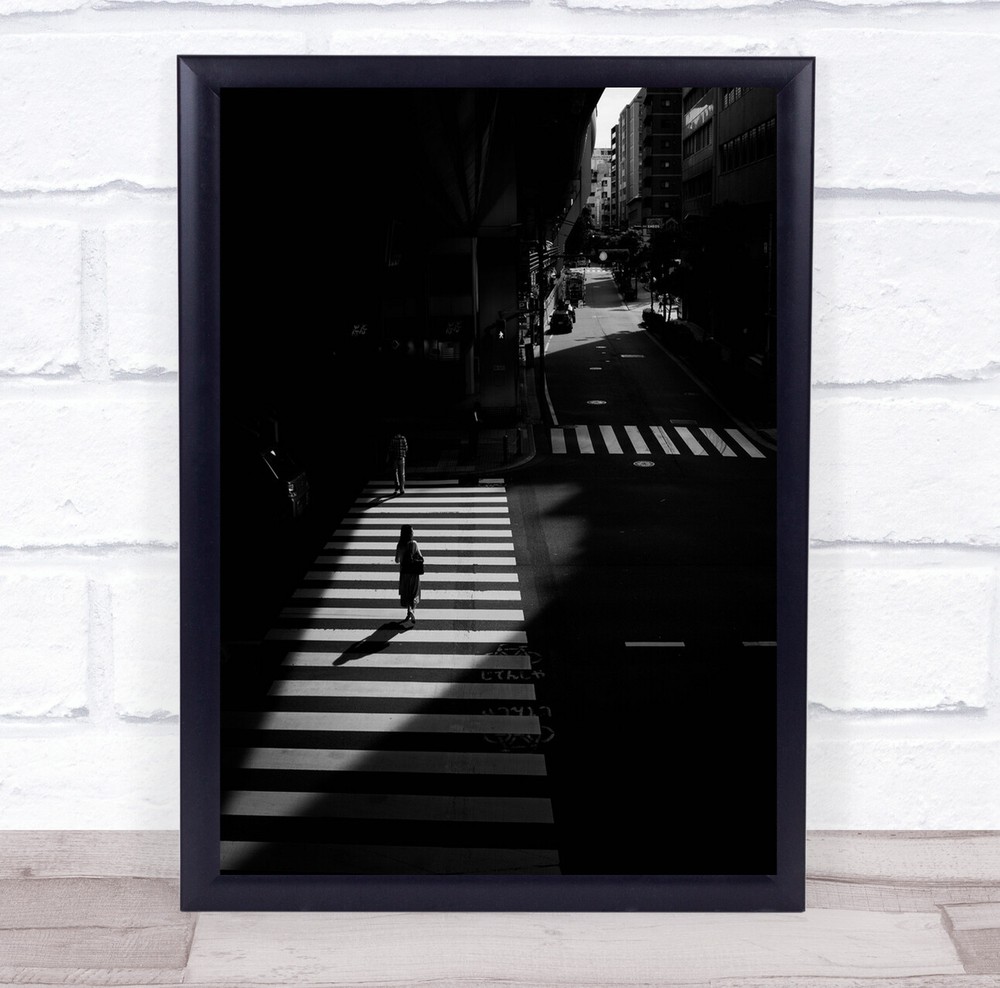 Street Mood Tokyo person walking on crossing Wall Art Print