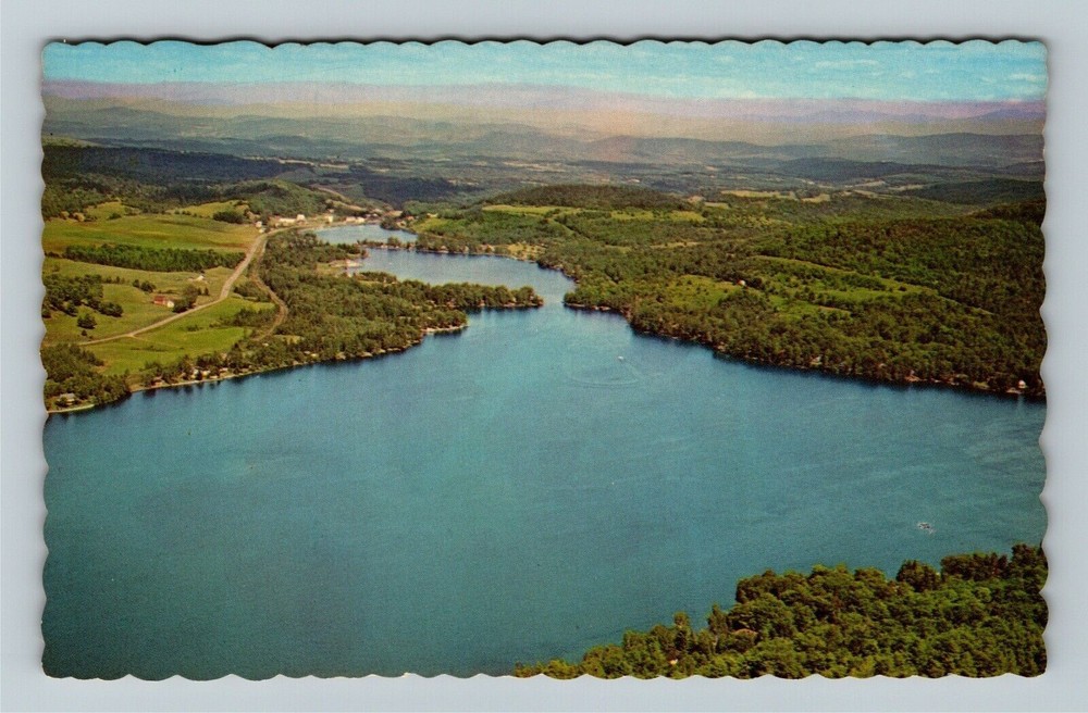 W Danville VT-Vermont, Joes Pond, Aerial View Vintage Souvenir Postcard