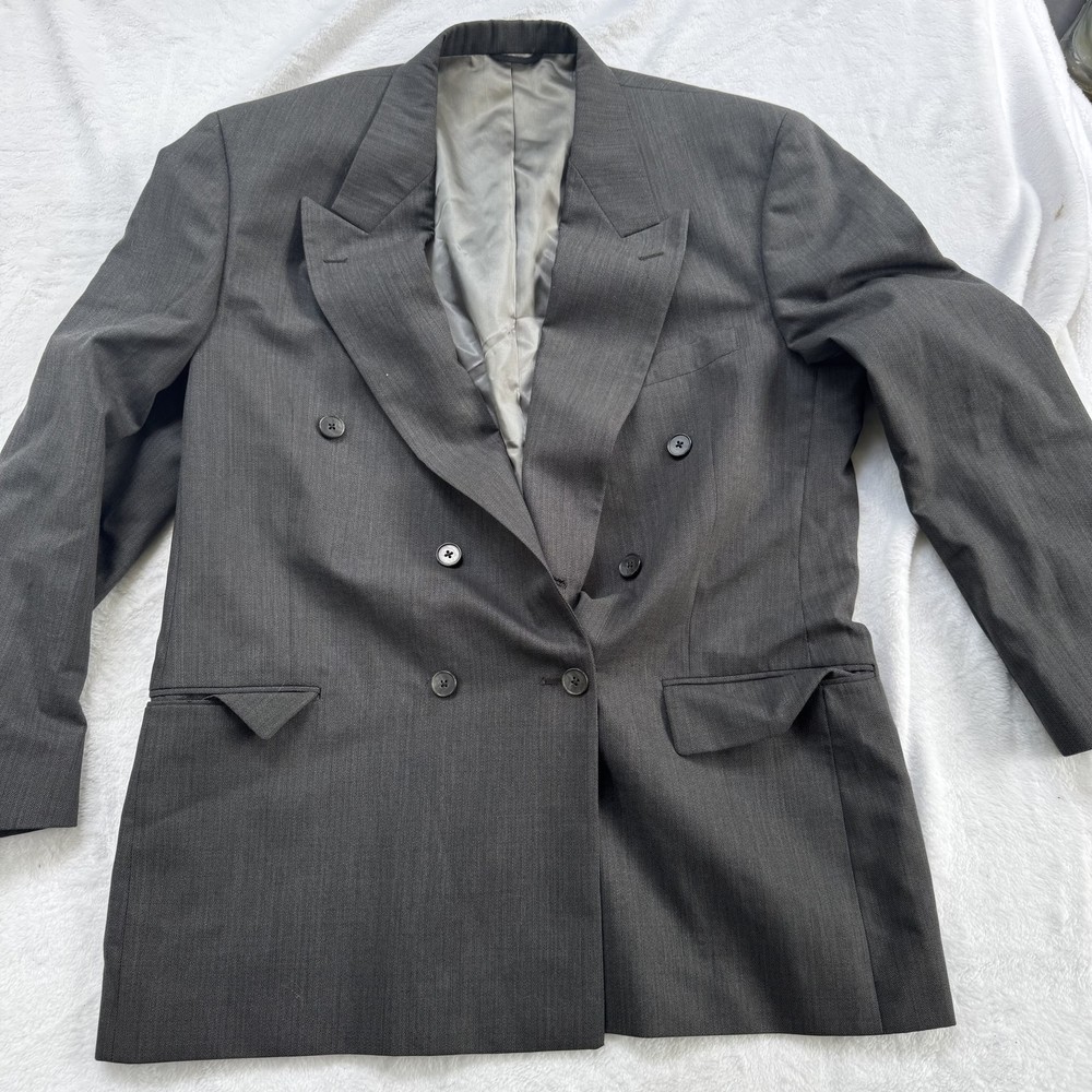 Perry Ellis Portfolio Blazer Mens Large Double Breasted Wool Suit Jacket Macy’s