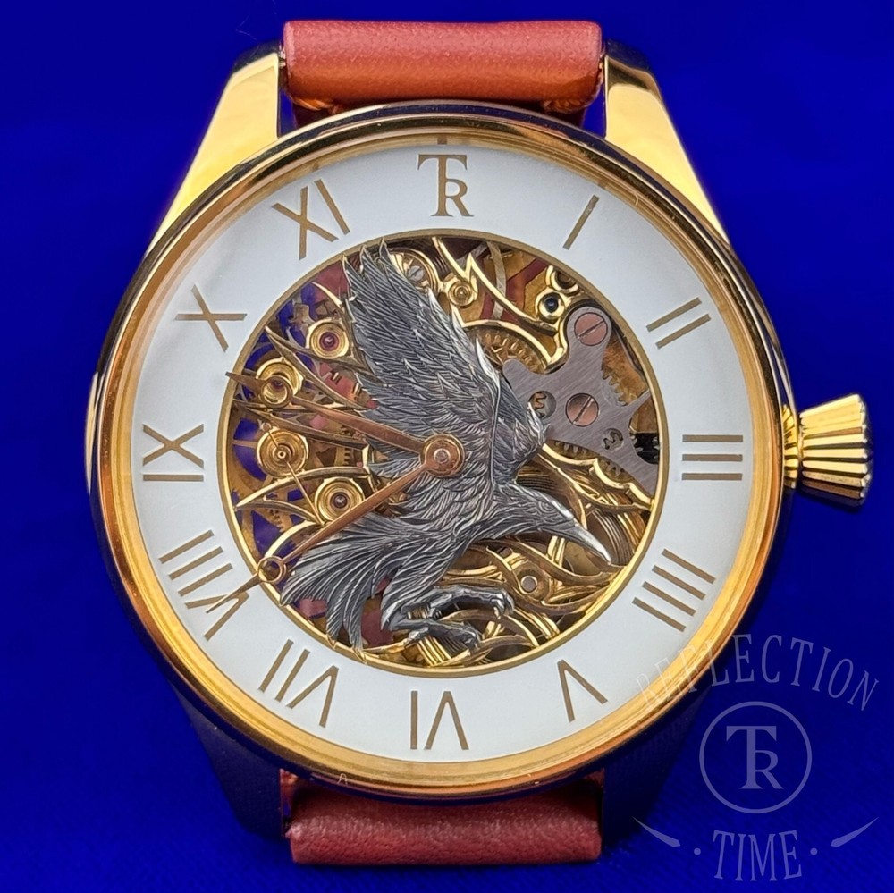 SKELETON Watch HANDMADE Marriage HAND ENGRAVED Dial Gold Luxury CUSTOM Watch