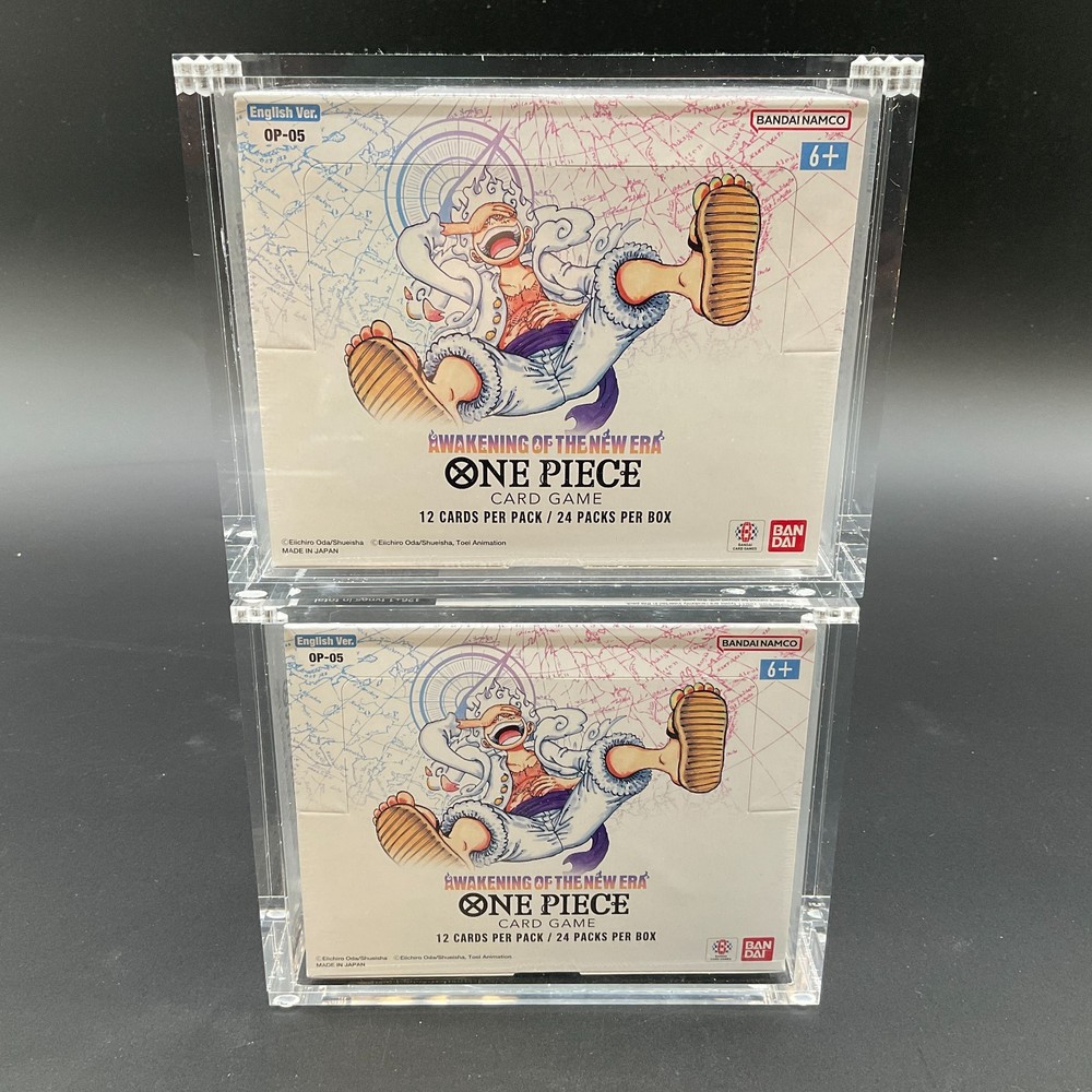 Lot of (2) One Piece TCG OP-05 Awakening Of The New Era Booster Boxes SEALEDENGLISH Professional Protective Acrylic Mag. Cases