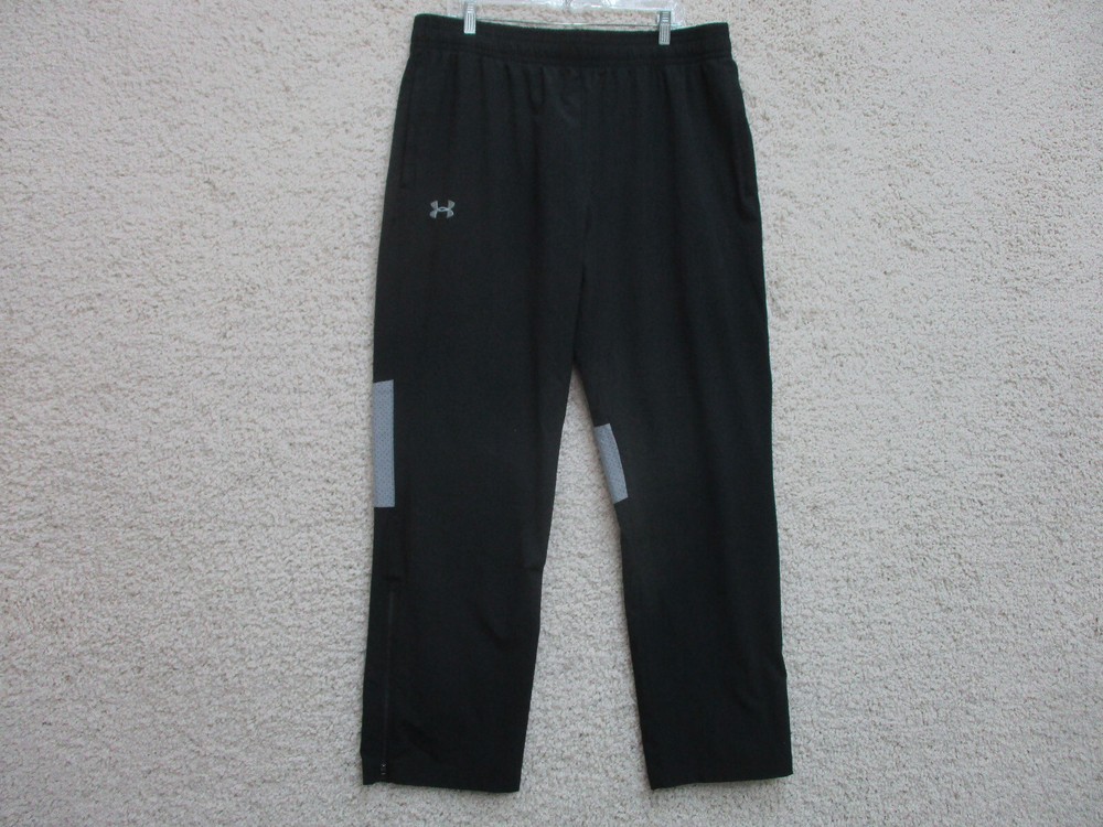 Under Armour Pants Extra Large Adult Black Joggers Straight Ankle Zip Loose Mens