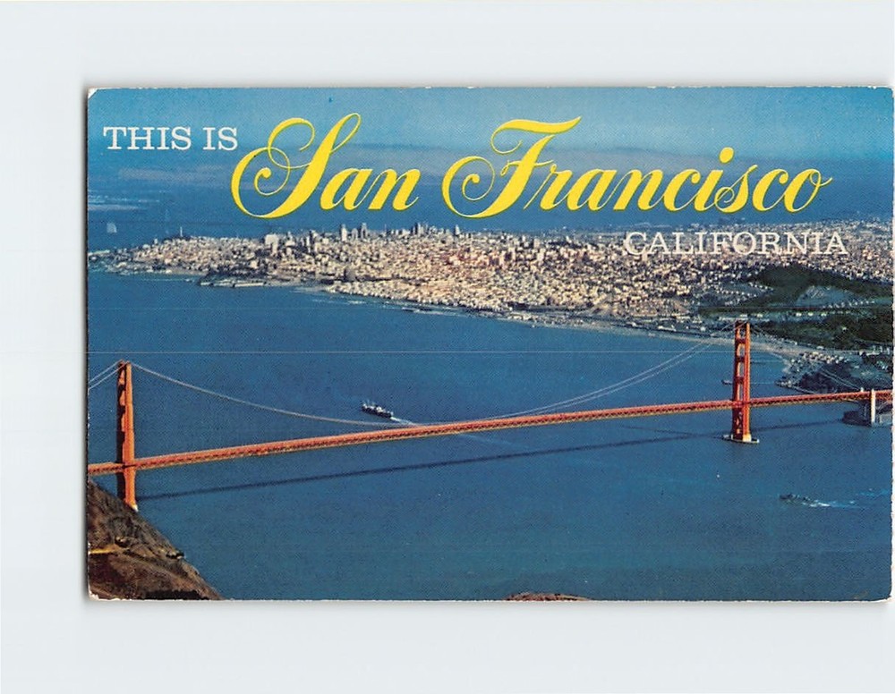 Postcard Aerial View Golden Gate Bridge San Francisco California USA