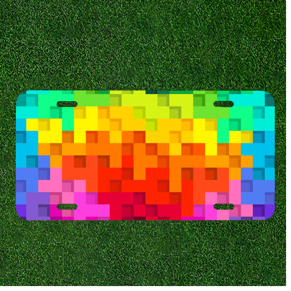 Custom Personalized Car License Plate with Abstract Square Background Design