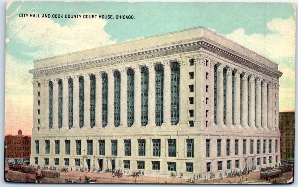 Postcard - City Hall and Cook County Court House, Chicago, Illinois, USA