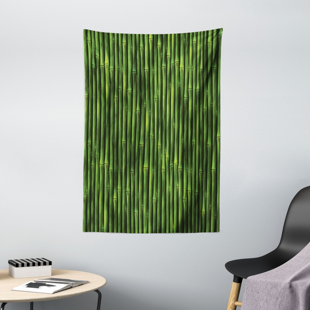 Green Tapestry Tropical Bamboo Stems Print Wall Hanging Decor