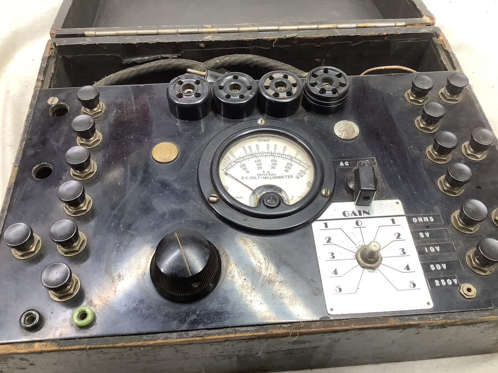 1930s Unmarked Vintage Radio Tube Tester In Wooden Case 12x9