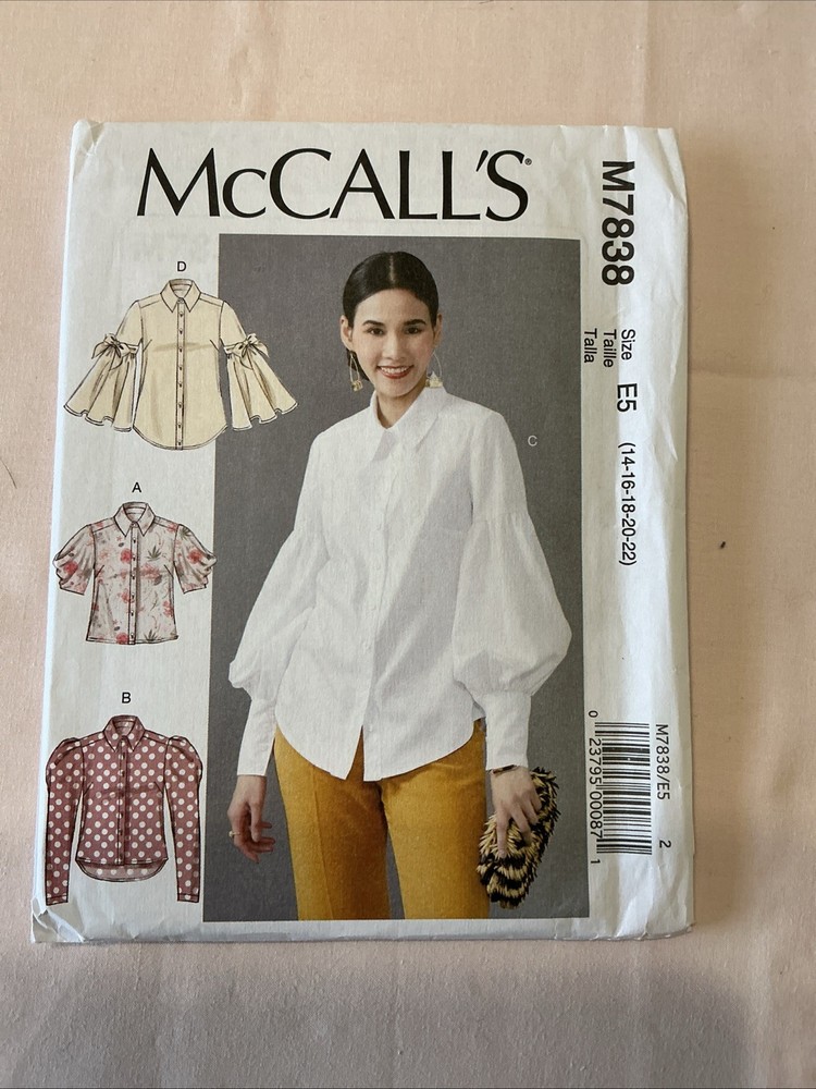 McCall's Loose Women's Button-Up Blouse Sewing Patterns Sizes 14-22