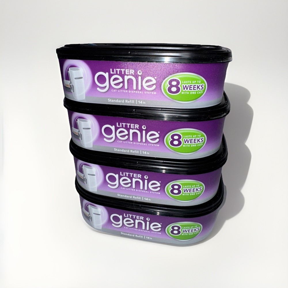 LITTER GENIE Cat Litter Disposal System/Standard Refill Lot of 4 - 14ft Each