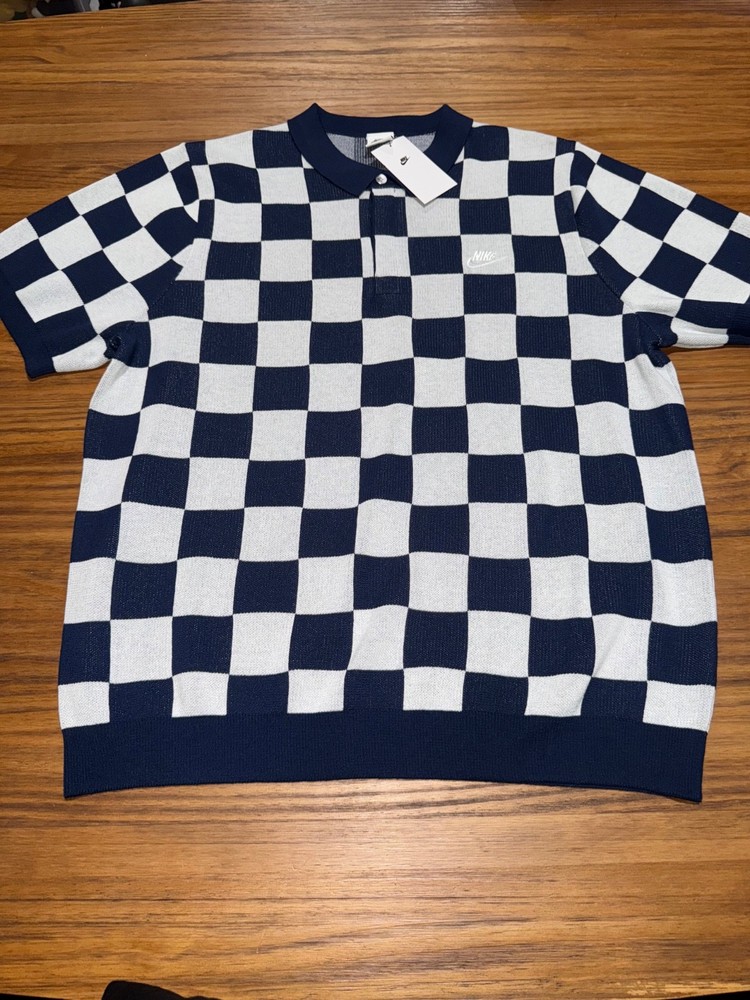 Nike Sportswear Club Men's Checkers Polo Sweater Size XL FN3422-410
