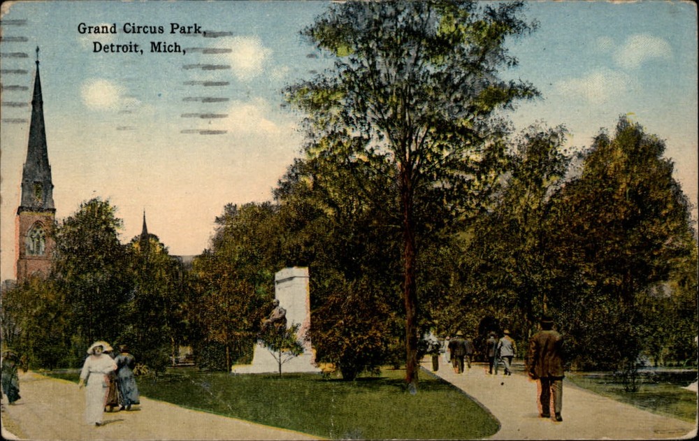 Michigan Detroit Grand Circus Park ~ 1915 vintage postcard  ~ s9703
