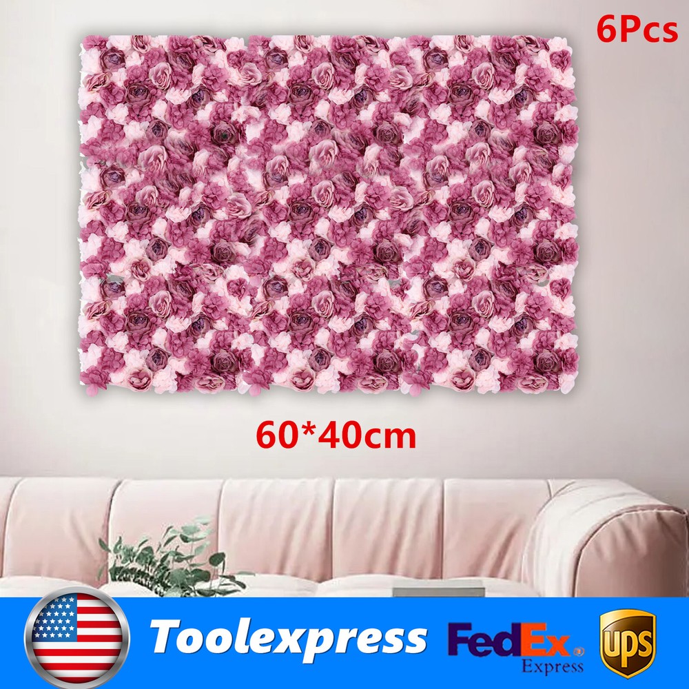 Elegant Artificial Fake Rose Silk 6Pcs Pink+ Mauve Flower Indoor Warm Decor Gift