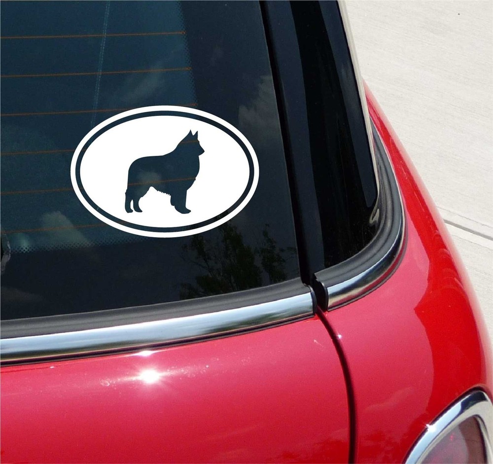 Euro Belgian Tervuren Sheepdog Graphic Decal Sticker Car Oval NOT Two Colors