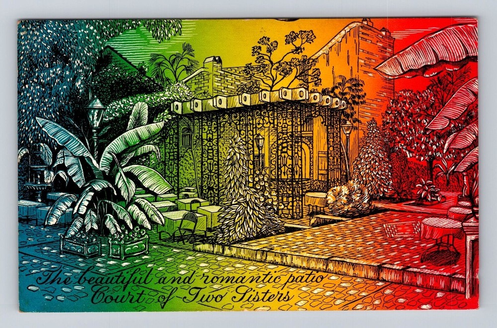 New Orleans LA-Louisiana Court Of Two Sisters, Patio Vintage Souvenir Postcard