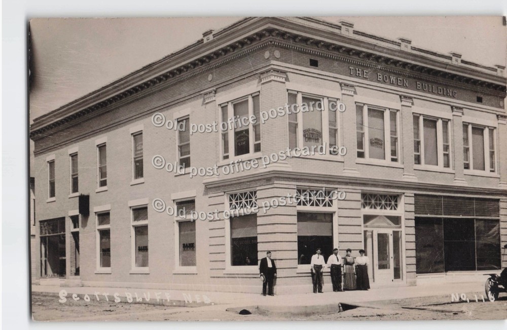 Scottsbluff, Nebraska-National Bank-Bowen Block c1910-RPPC Real Photo Postcard
