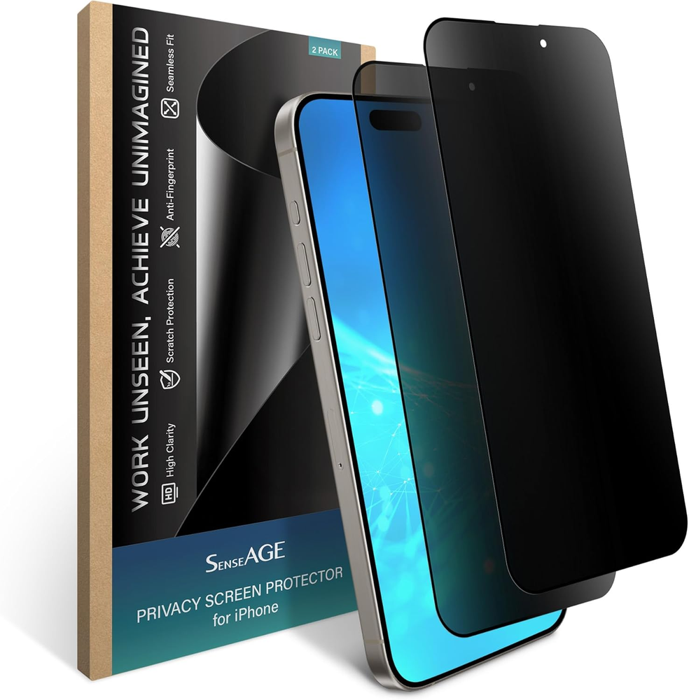 2 Pack Anti-Spy Tempered Glass Privacy Screen Protector for Iphone 15 Pro Max [6
