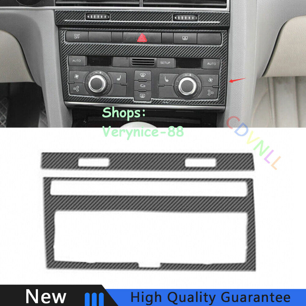 For Audi A6 2005-2011 Carbon Fiber Steel Console CD Button Control Frame Trim 2*