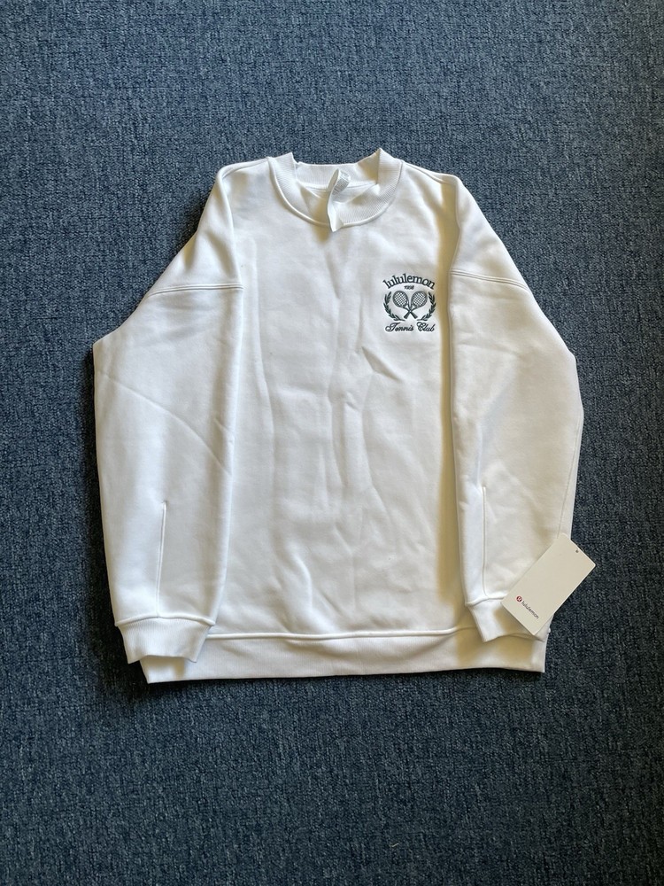 Lululemon Women’s L Heavyweight White Fleece Pullover Tennis Club Sweatshirt